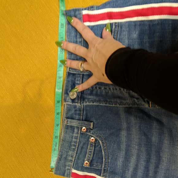 GAP denim high rise 4" shirt with racing stripe ribbon - Picture 7 of 8